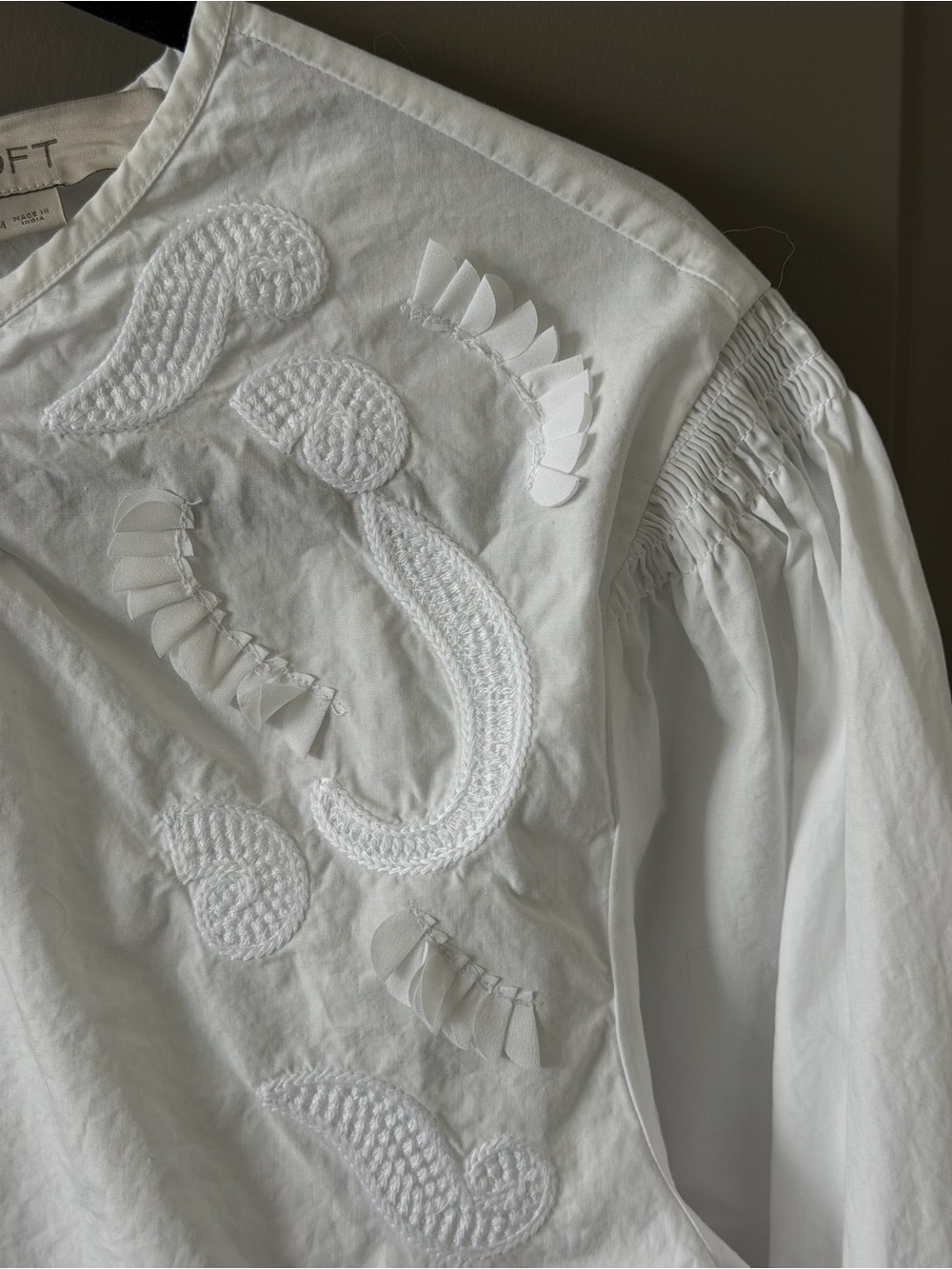 LOFT | White Cotton Paisley Embroidered Peasant Blouse - Picture 4 of 9